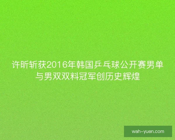 许昕斩获2016年韩国乒乓球公开赛男单与男双双料冠军创历史辉煌