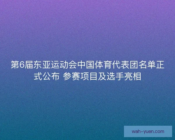 第6届东亚运动会中国体育代表团名单正式公布 参赛项目及选手亮相