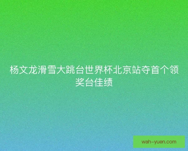 杨文龙滑雪大跳台世界杯北京站夺首个领奖台佳绩